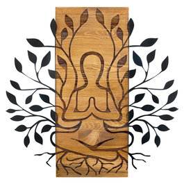 Wallity Meditation Escultura de Pared en Negro y Nogal
